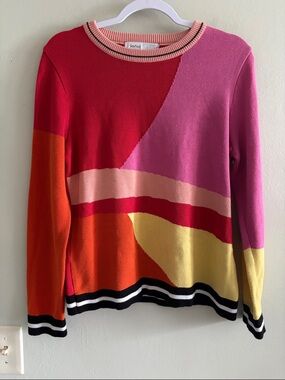 Skovhuus Striped Crewneck Sweater - Red & Pink L